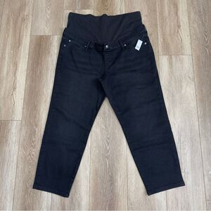 NWT Gap Maternity True Waistband Full Panel Girlfriend Jeans Black Size 34/18